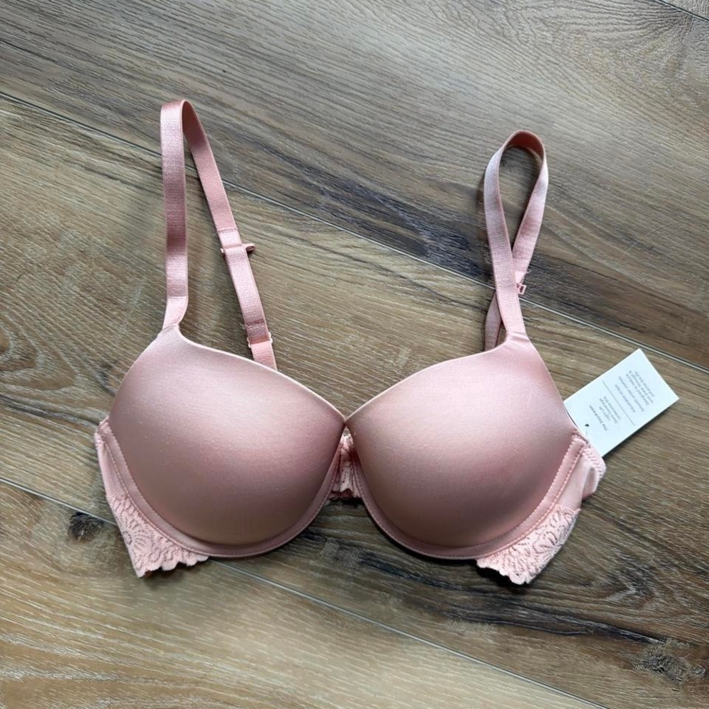 Auden The‎ Daydream Underwire Bra NWT Women's 34C Blush Pink Lace Demi Coverage